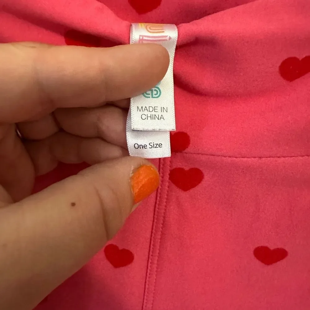 LulaRoe Pink Heart Patterned Womens Leggings One size